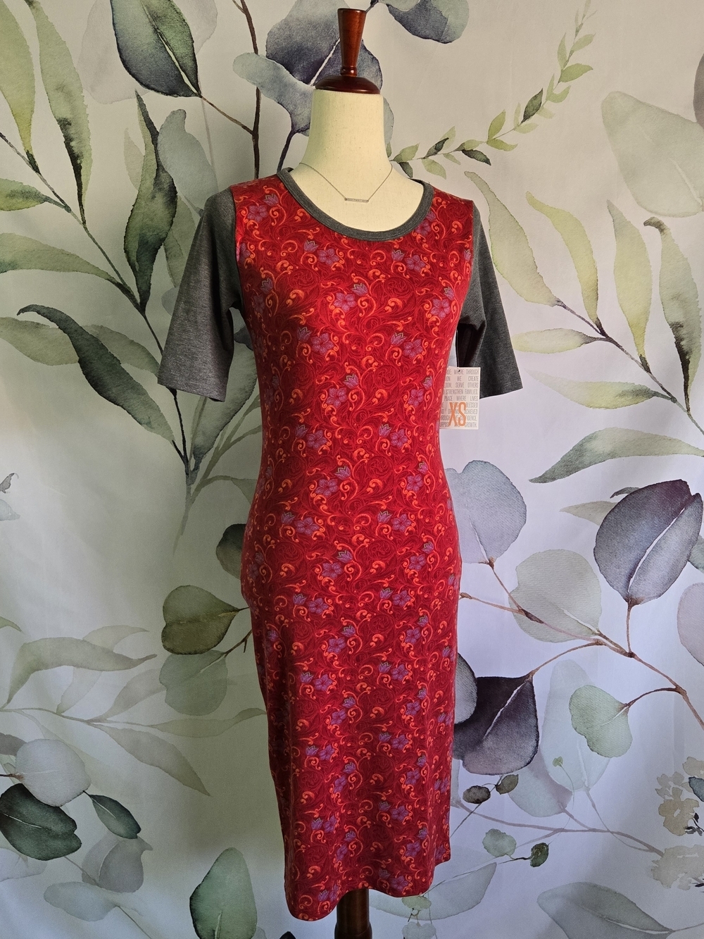 LULAROE | Julia Dress in Red Raspberry Purple Swirl sz XS NWT